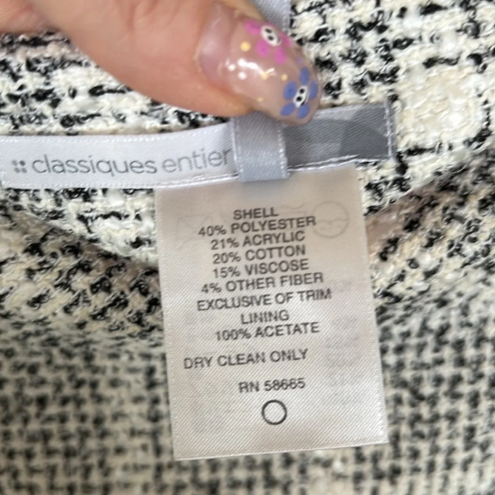 Classiques Entier Black & White Tweed Checks Lined Skirt w/ Pleated Ruffle Hem